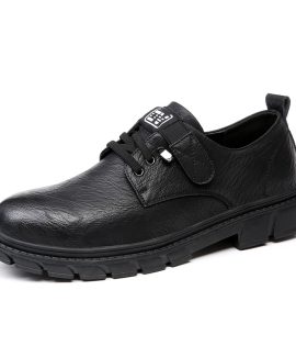 Soft-surfaced thick-soled casual leather shoes